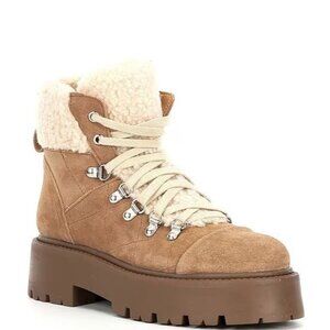 Steve MaddenReyen Suede Faux Shearling Cold Weather Lug Sole Platform Booties NW